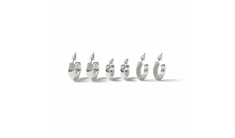 Freedom Silver Crystal Hoop Earring Set