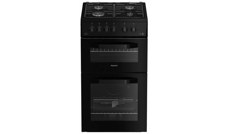 Hotpoint HTG5GCB 50cm Twin Cavity Gas Cooker - Black