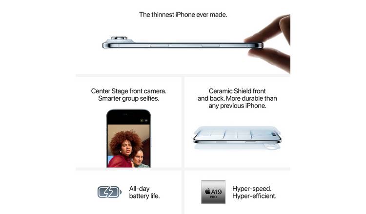 SIM Free iPhone Air 5G 256GB AI Mobile Phone - Space Black 6