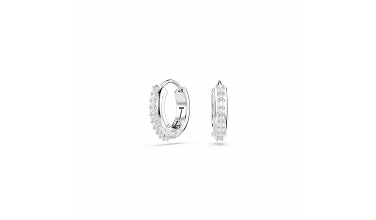 Swarovski Rhodium Plated Crystal Matrix Mini Hoop Earrings