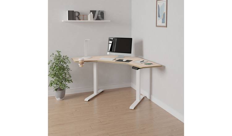 Koble Gino Corner Height Adjustable Desk - Light Wood