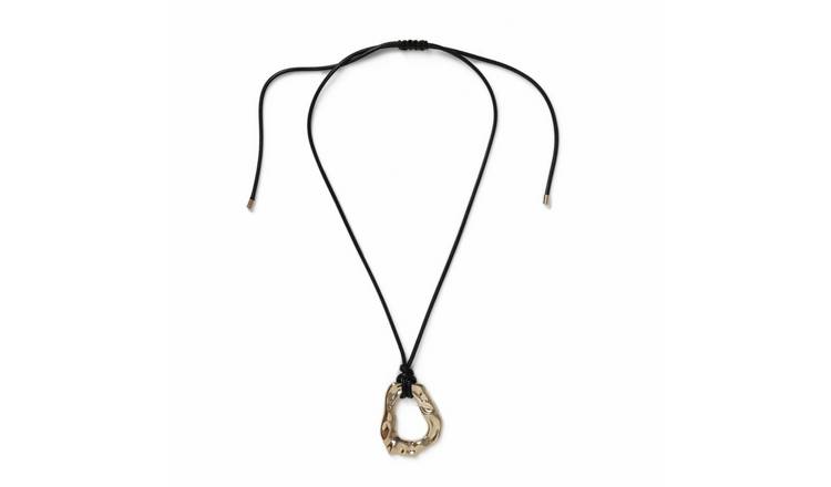 Freedom Gold And Black Cord Pendant Necklace