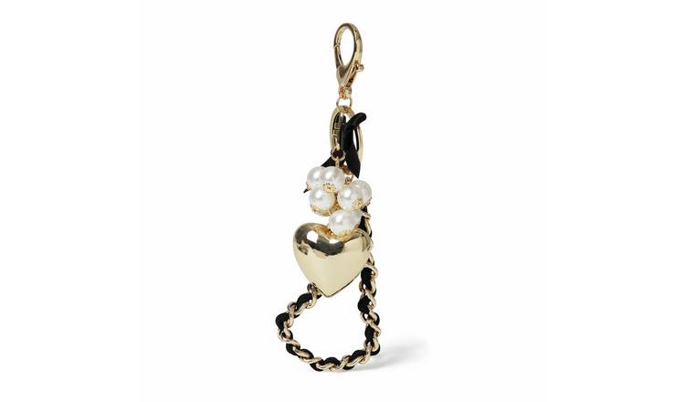 Freedom Black And Gold Heart Bag Keyring
