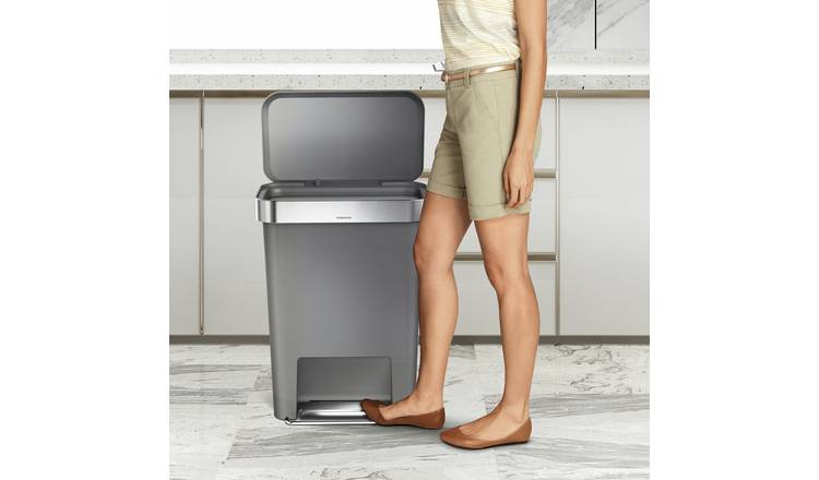 simplehuman 45 Litre Plastic Rectangular Pedal Bin - Grey
