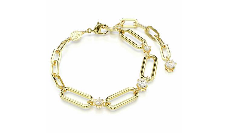Swarovski Gold Tone Plated Crystal Constella Chain Bracelet