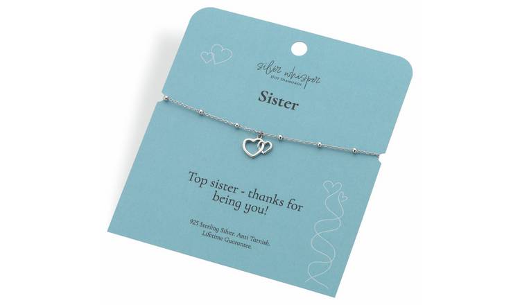 Hot Diamonds Sterling Silver Sister Heart Charm Bracelet
