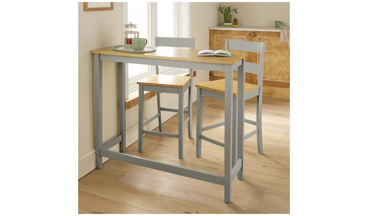 Argos Home Chicago Grey Bar Table & 2 Grey Bar Stools