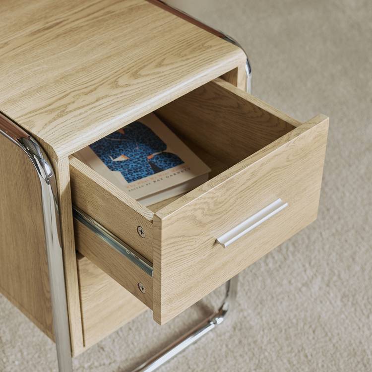 Habitat Albers Chrome Filing Cabinet - Natural 0