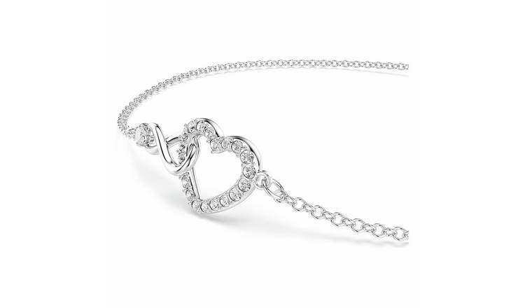 Swarovski Rhodium Plated Infinity & Heart Hyperbola Bracelet