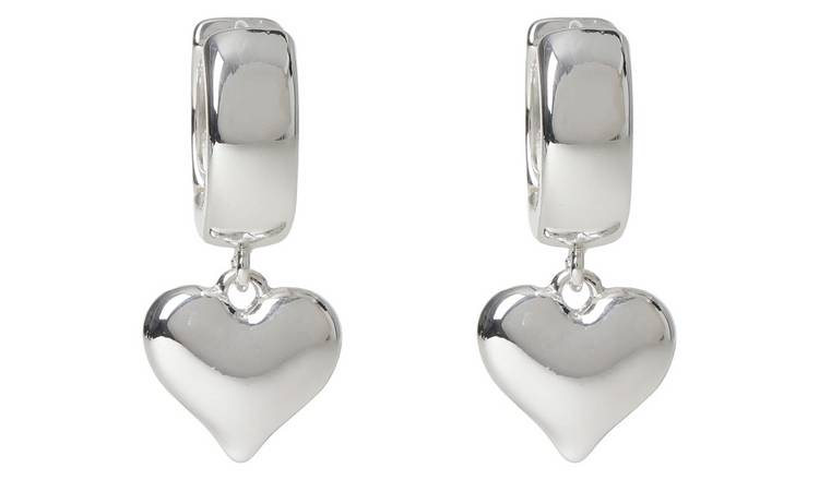 Liars & Lovers Silver Mini Heart Drop Hoop Earrings