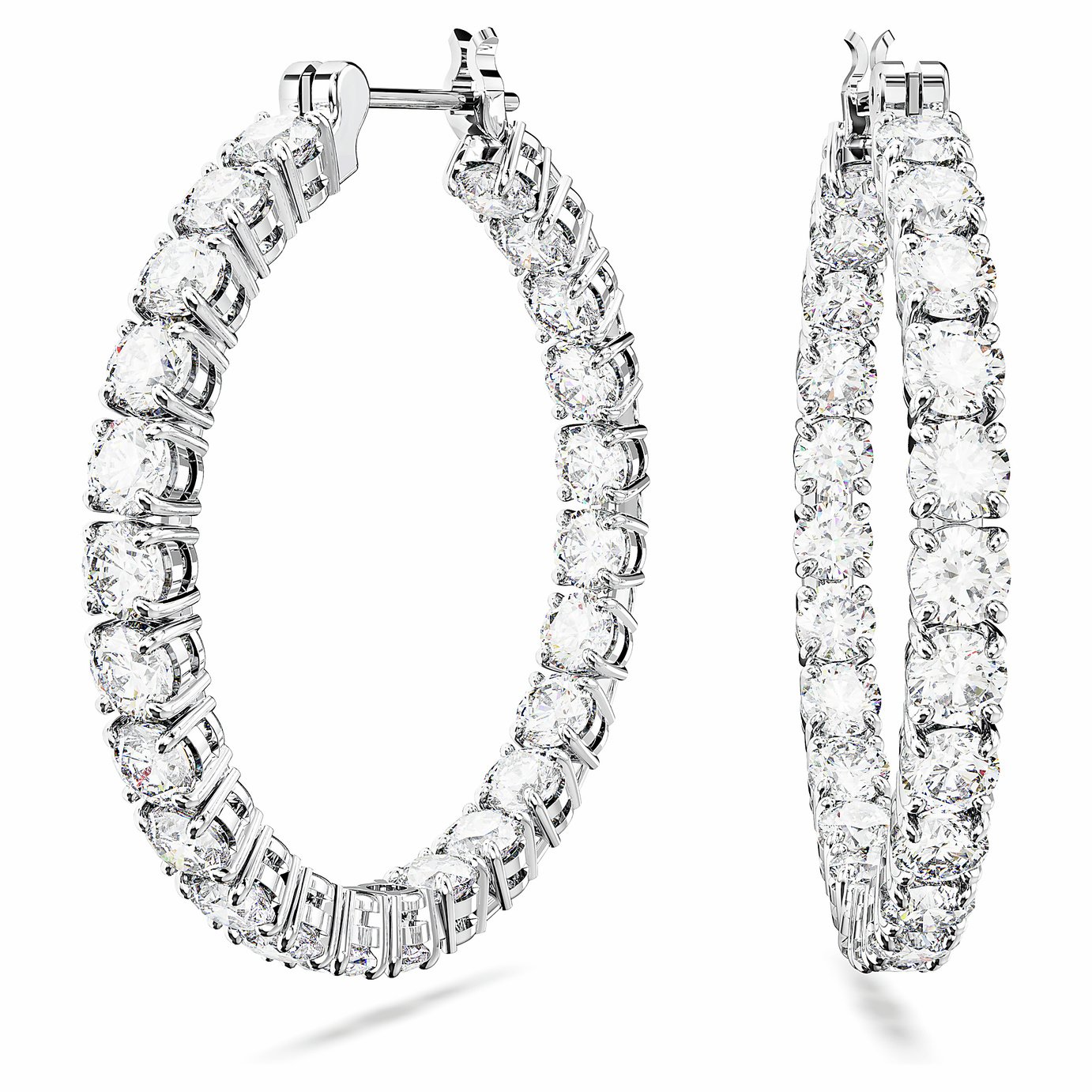 Swarovski Rhodium Plated Crystal Matrix Hoop Earrings