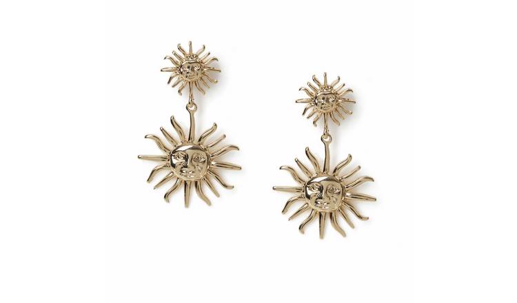 Freedom Gold Double Sun Drop Earrings