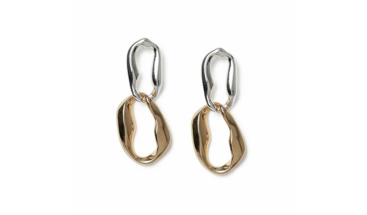 Freedom Gold Metal Link Drop Earrings 