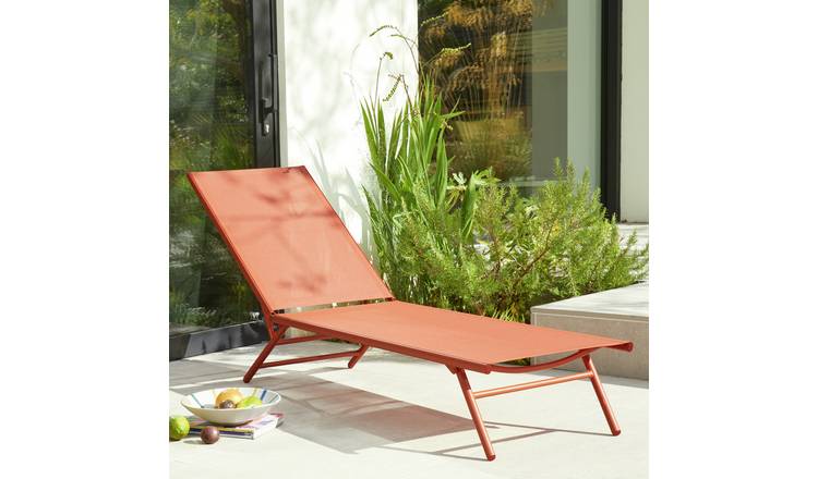 Habitat Cali Metal Sunlounger - Orange