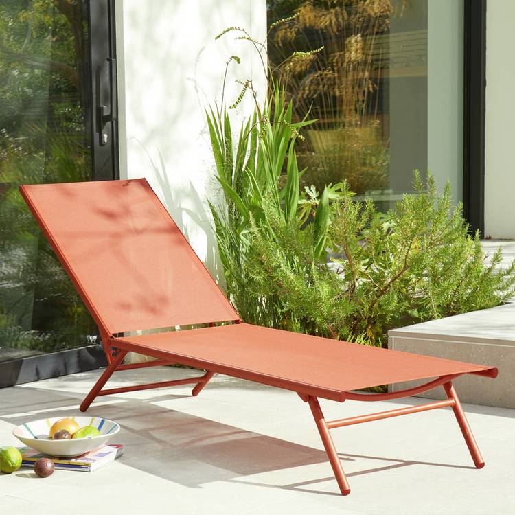 Habitat Cali Metal Sunlounger - Orange 0