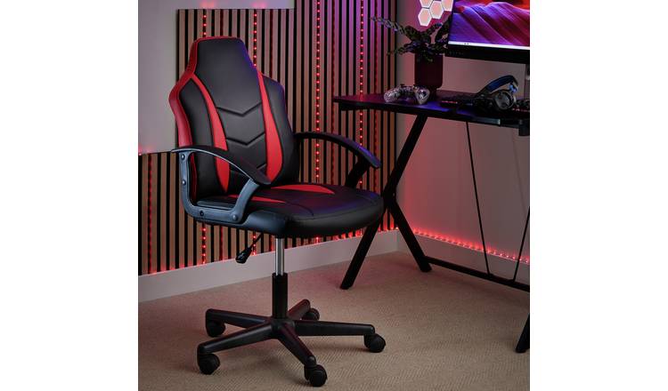 Argos Home Faux Leather Gaming Chair - Red