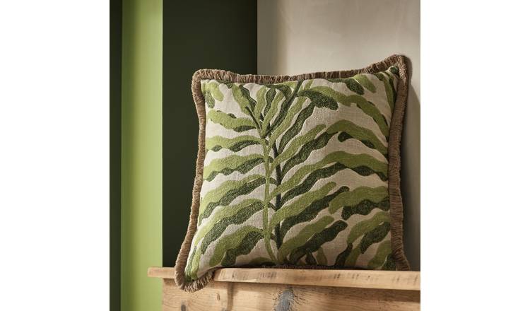 Habitat Leaf Jacquard Cushion - 43x43cm