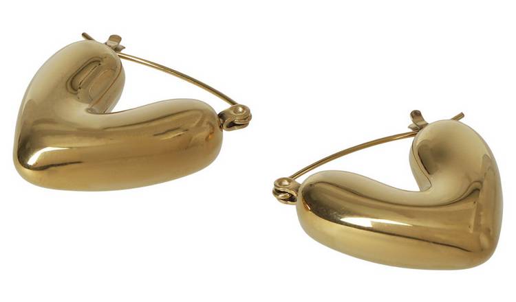 Liars & Lovers Gold Tone Bubble Heart Huggie Hoop Earrings
