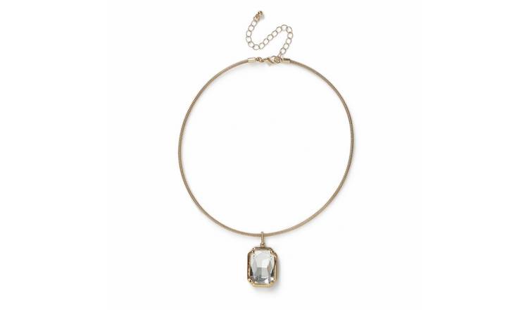 Freedom Gold 16 inch Crystal Collar Pendant Necklace