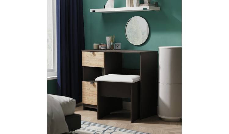 Welcome Canmore Vanity 2 Drawer Dressing Table - Black & Oak