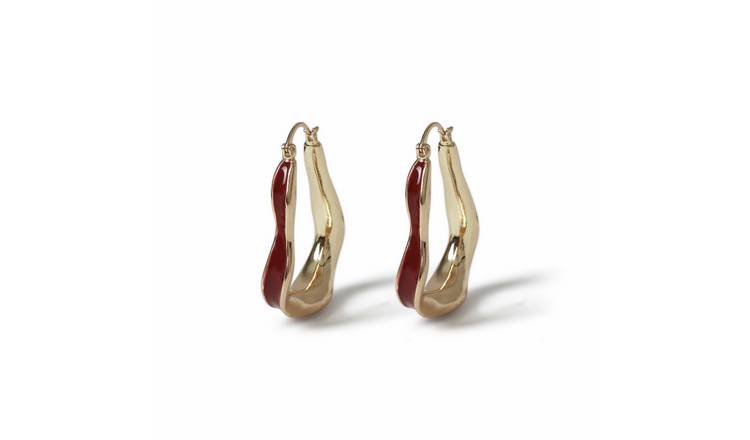 Freedom Gold Enamel Wave Hoop Earrings
