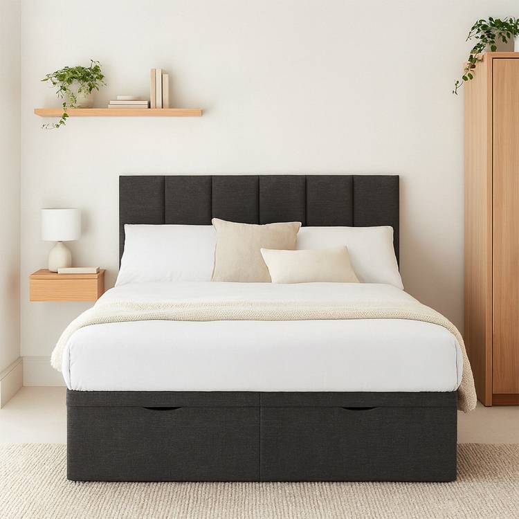 Millbrook Beds Double Fabric End Lift Ottoman Bed - Charcoal 0