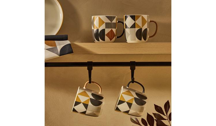 Argos Home Geo Pack of 4 Stoneware Mugs