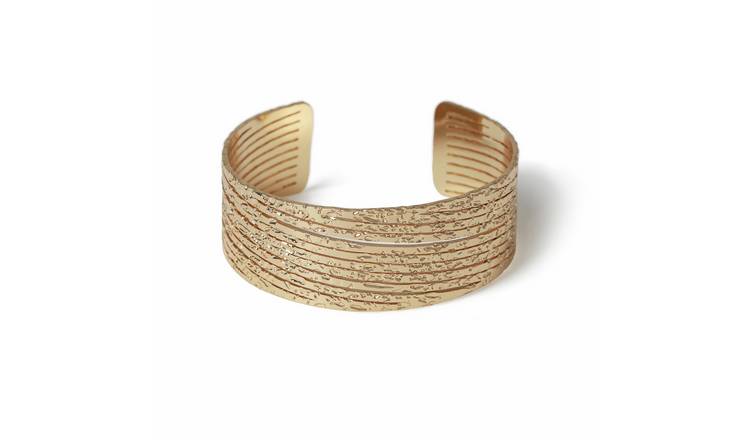 Freedom Gold Tone Textured Cuff Bracelet