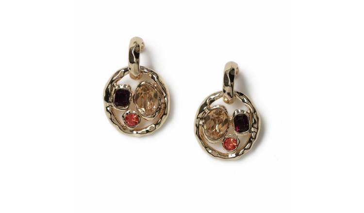 Freedom Yellow Gold Multi Stone Hoop Earrings