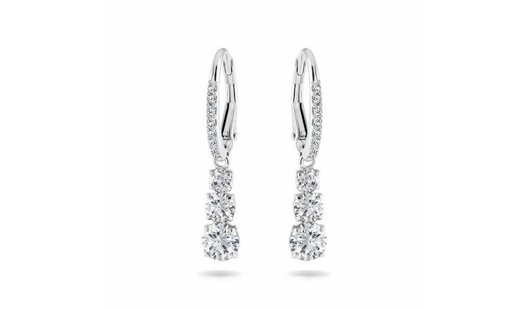 Swarovski Rhodium Plated Crystal Stilla Drop Hoop Earrings