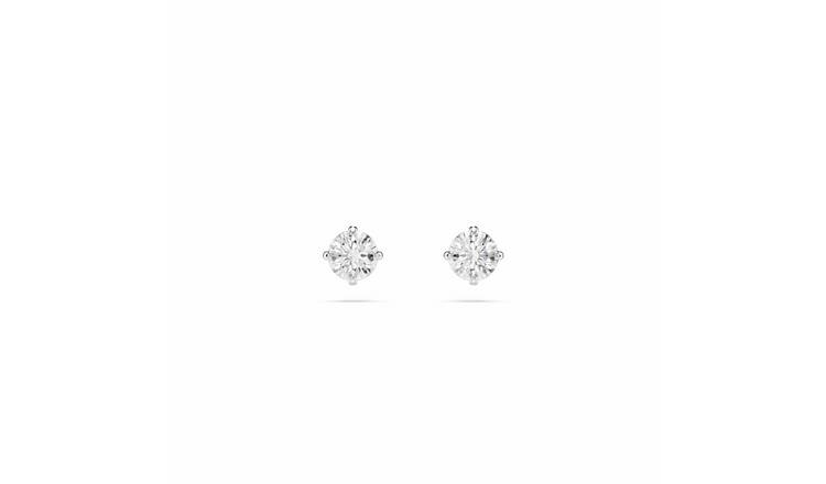 Swarovski Rhodium Plated Round Crystal Stilla Stud Earrings
