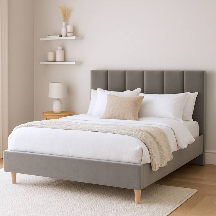 Millbrook Piper Kingsize Fabric Bed Frame -Grey 0