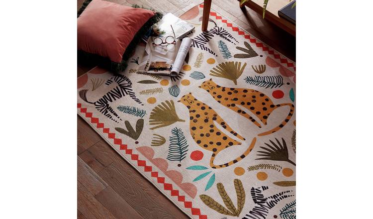 Habitat Global Animal Print Natural Cut Pile Rug - 230x160cm