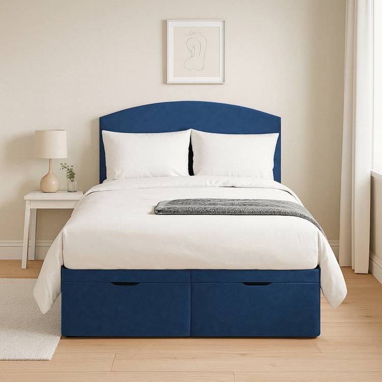 Millbrook Beds Kingsize Fabric End lift Ottoman Bed - Blue 0