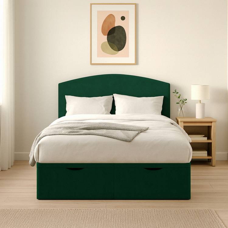 Millbrook Beds Double Fabric End Lift Ottoman Bed - Green 0