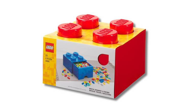 LEGO Brick Drawer 4 Knobs - Red