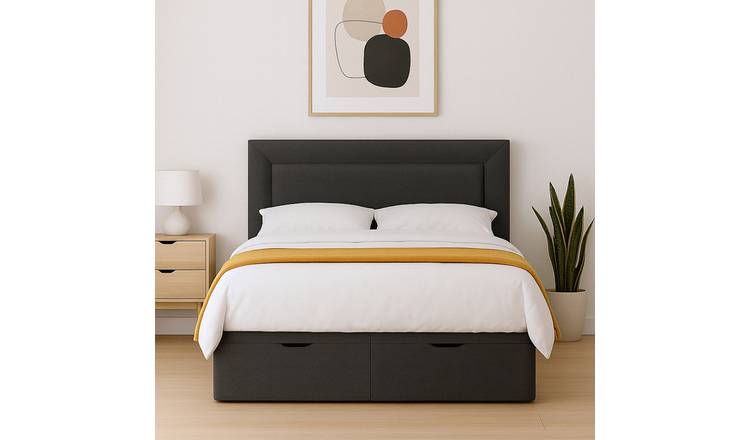 Millbrook Border Double Fabric EndLift Ottoman Bed- Charcoal