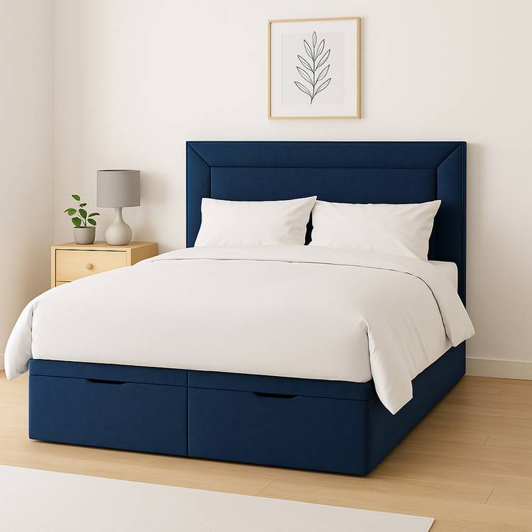 Millbrook Beds Kingsize Fabric End Lift Ottoman Bed - Blue 0