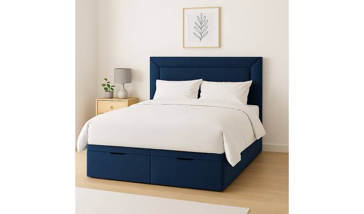 Millbrook Border Superking Fabric EndLift Ottoman Bed - Blue