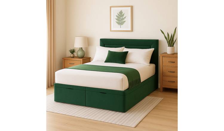 Millbrook Border Kingsize Fabric EndLift Ottoman Bed - Green