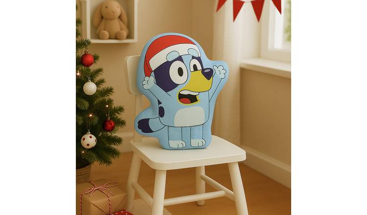 Bluey Christmas Shaped Cushion - Blue - 40x30cm