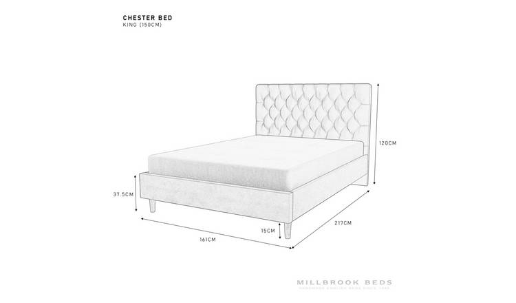 Millbrook Chester Kingsize Fabric Bed Frame-Natural