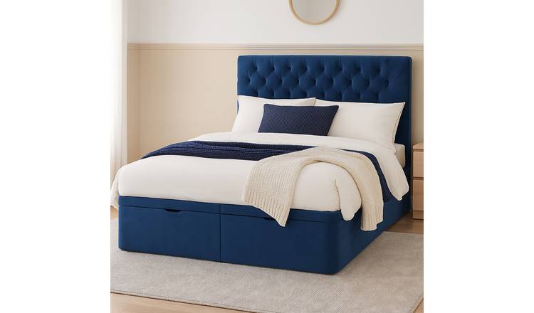 Millbrook Chester Superking Fabric EndLift Ottoman Bed- Blue