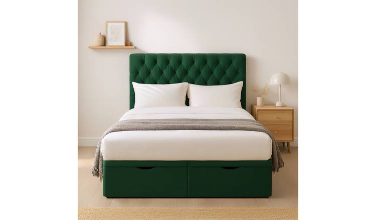 Millbrook Chester Kingsize Fabric EndLift Ottoman Bed- Green