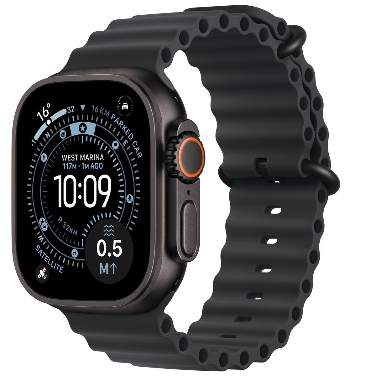 Apple Watch Ultra 3 Smartwatch 49mm Black Titanium Black Ocean Band S/M