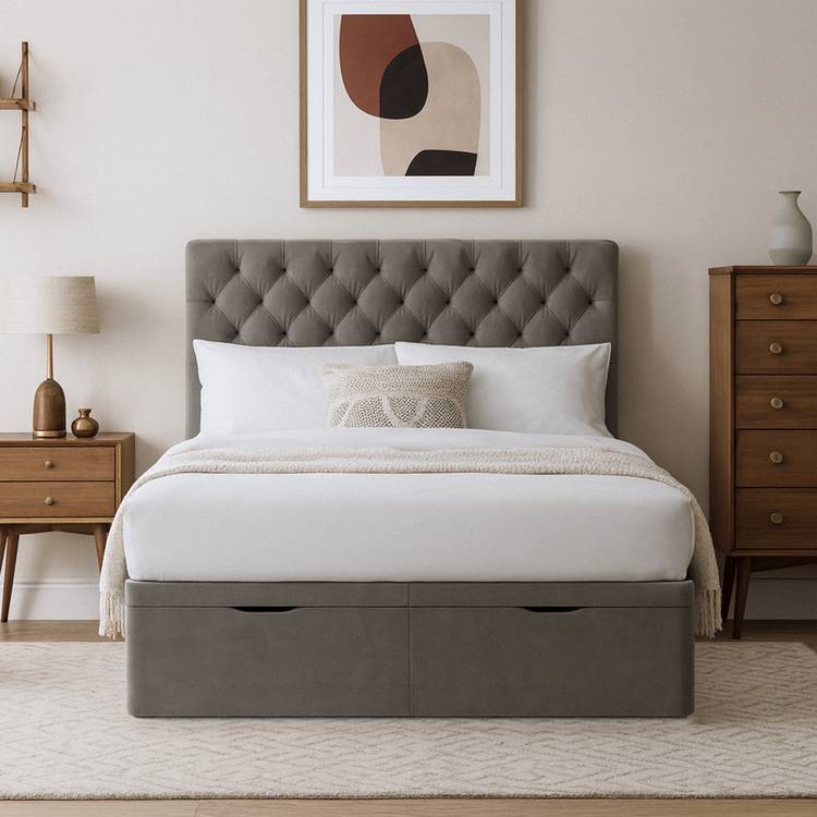 Millbrook Chester Superking Fabric EndLift Ottoman Bed-Grey 0