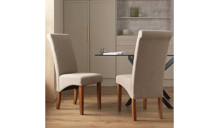 Argos Home Midback Pair of fabric Dining Chair - Walnut
