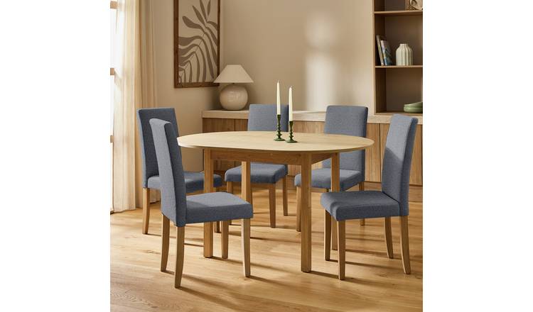 Argos Home Sendi Extending Oval Dining Table & 4 Grey Chairs