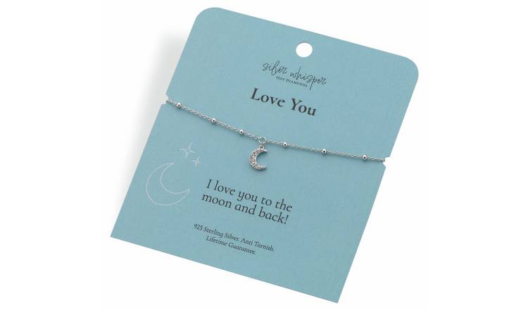 Hot Diamonds Sterling Silver Love You Moon Charm Bracelet