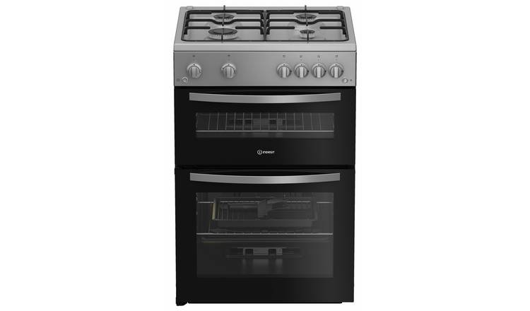 Indesit IDG6GS 60cm Double Oven Gas Cooker - Silver